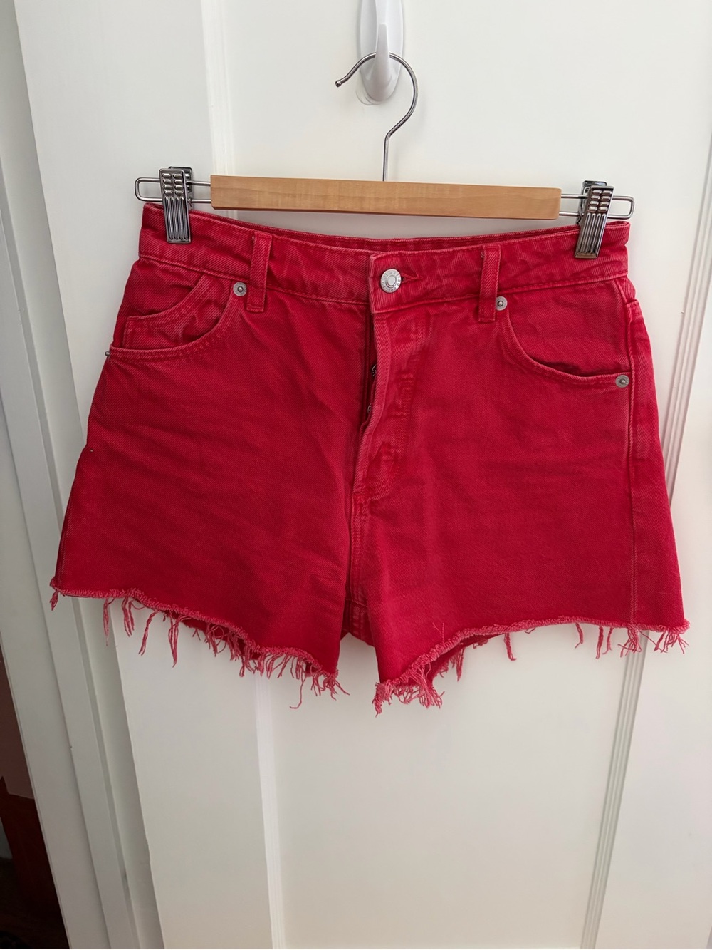ROLLA'S Red Raw-Hem Denim Shorts - Women